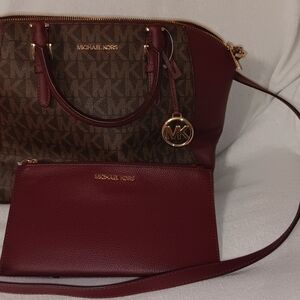 Michael Kors Brown and Burgundy Women's Bag Set